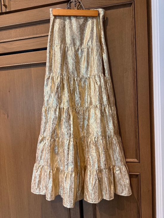 Sezane Dresses & Skirts - Sezane Gold Tiered Maxi Skirt Size 34